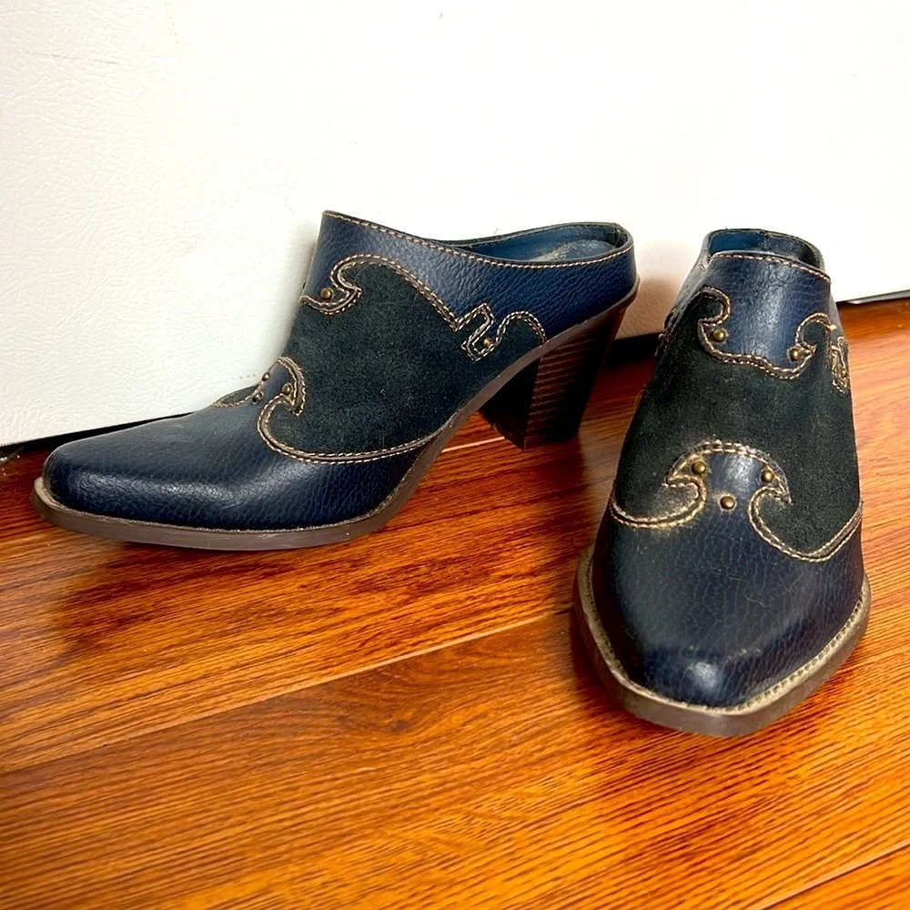 Vintage Navy Western-Style Women's Mules - Picture 9 of 9